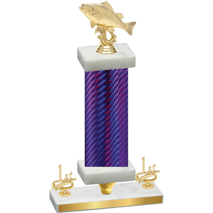 Premium Single Purple Carbon Fiber First Place Fishing Trophy