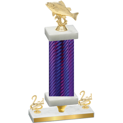 Premium Single Purple Carbon Fiber Second Place Fishing Trophy