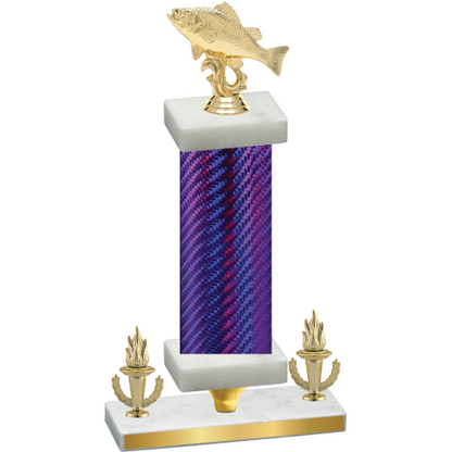 Premium Single Purple Carbon Fiber Victory Fishing Trophy