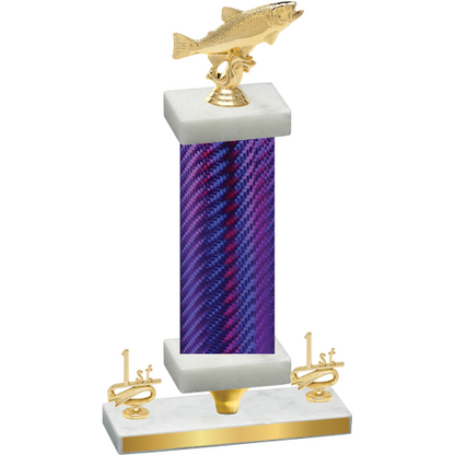 Premium Single Purple Carbon Fiber First Place Fishing Trophy