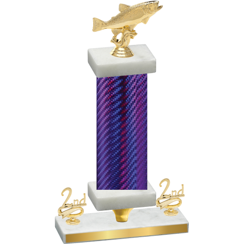 Premium Single Purple Carbon Fiber Second Place Fishing Trophy