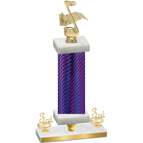 Premium Single Purple Carbon Fiber Third Place Music Trophy