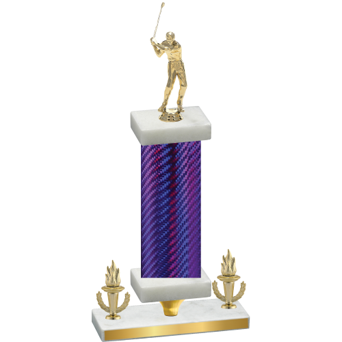 Premium Single Purple Carbon Fiber Victory Golf Trophy