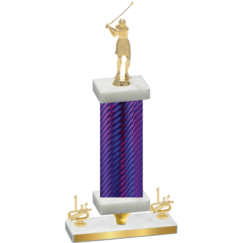 Premium Single Purple Carbon Fiber First Place Golf Trophy