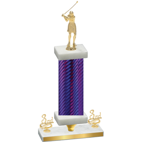 Premium Single Purple Carbon Fiber Third Place Golf Trophy