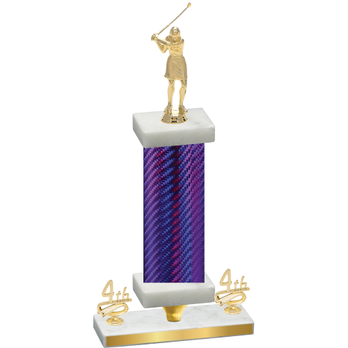 Premium Single Purple Carbon Fiber Fourth Place Golf Trophy