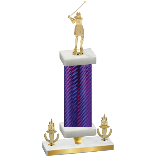 Premium Single Purple Carbon Fiber Victory Golf Trophy