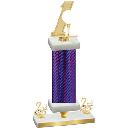 Premium Single Purple Carbon Fiber Second Place Golf Trophy