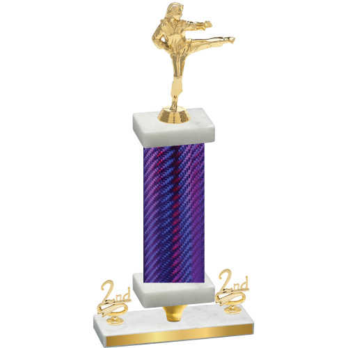 Premium Single Purple Carbon Fiber Second Place Karate Trophy