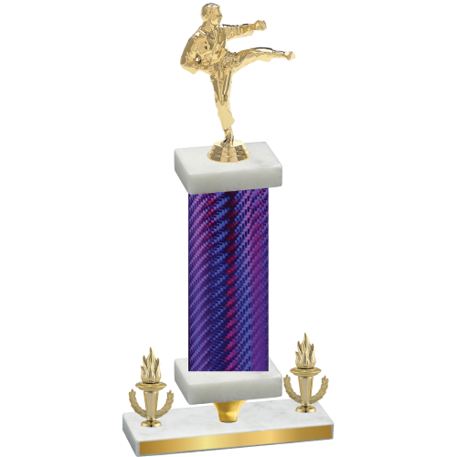 Premium Single Purple Carbon Fiber Victory Karate Trophy