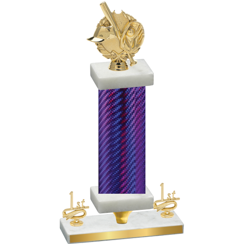 Premium Single Purple Carbon Fiber First Place Baseball Trophy