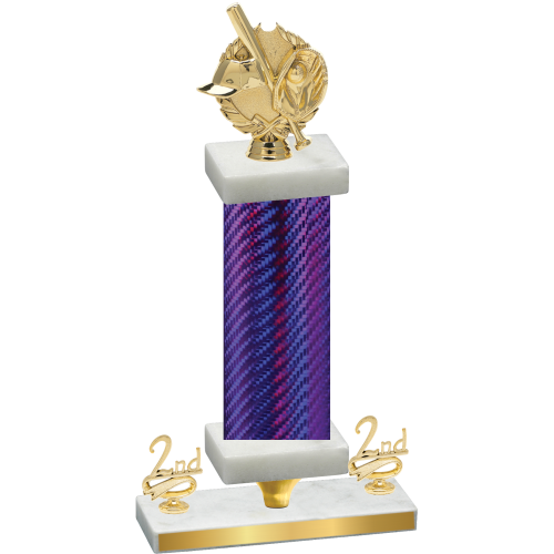 Premium Single Purple Carbon Fiber Second Place Baseball Trophy