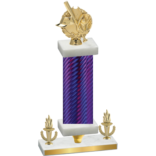 Premium Single Purple Carbon Fiber Victory Baseball Trophy