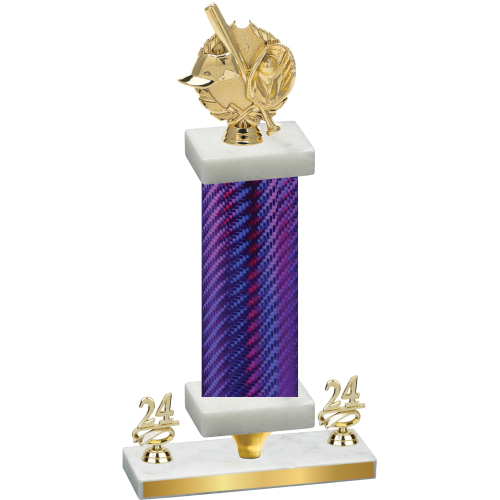 Premium Single Purple Carbon Fiber Year Baseball Trophy