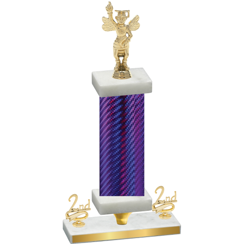 Premium Single Purple Carbon Fiber Second Place Academics Trophy