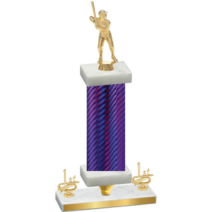 Premium Single Purple Carbon Fiber First Place Baseball Trophy