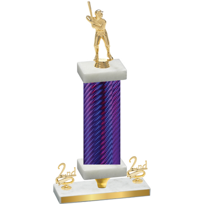 Premium Single Purple Carbon Fiber Second Place Baseball Trophy