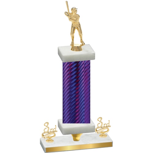 Premium Single Purple Carbon Fiber Third Place Baseball Trophy