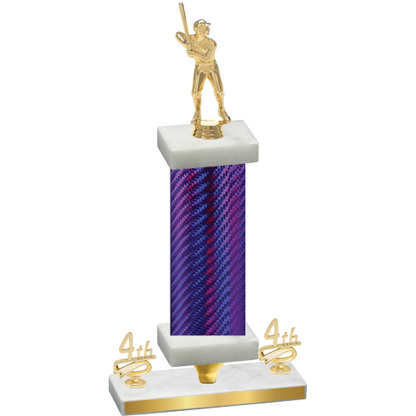 Premium Single Purple Carbon Fiber Fourth Place Baseball Trophy