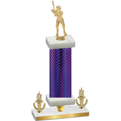 Premium Single Purple Carbon Fiber Victory Baseball Trophy