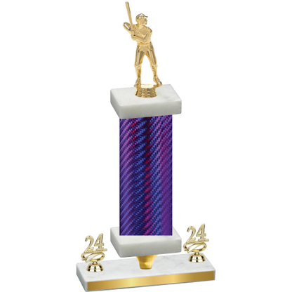 Premium Single Purple Carbon Fiber Year Baseball Trophy