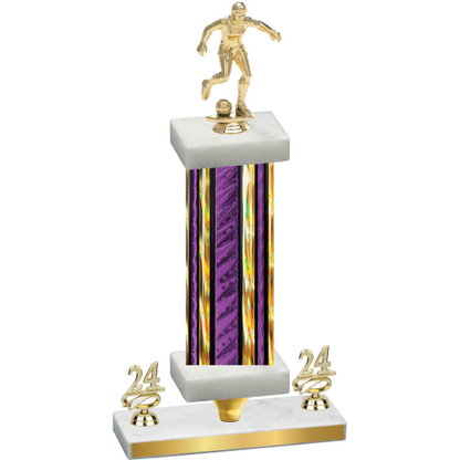 Premium Single Purple Glacier Year Soccer Trophy