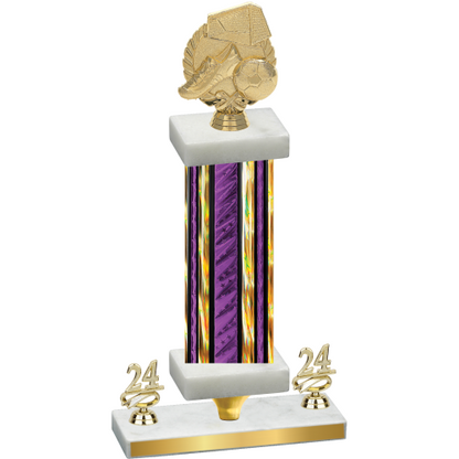 Premium Single Purple Glacier Year Soccer Trophy