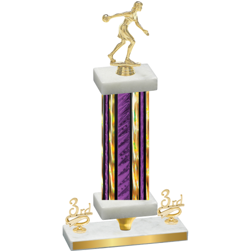 Premium Single Purple Glacier Third Place Bowling Trophy