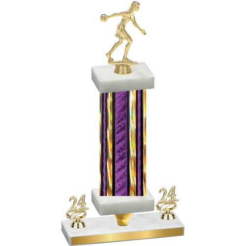 Premium Single Purple Glacier Year Bowling Trophy