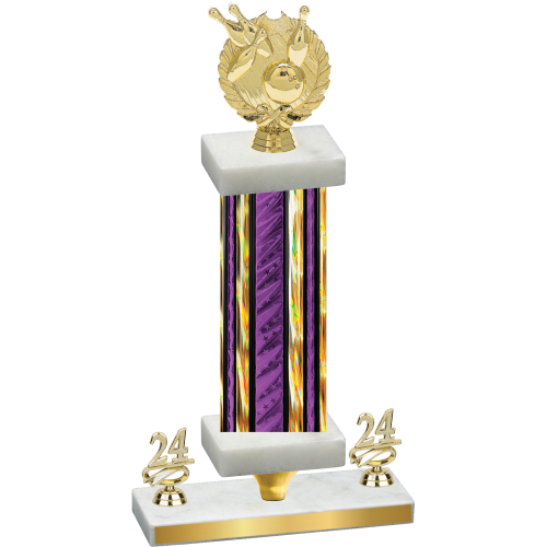 Premium Single Purple Glacier Year Bowling Trophy