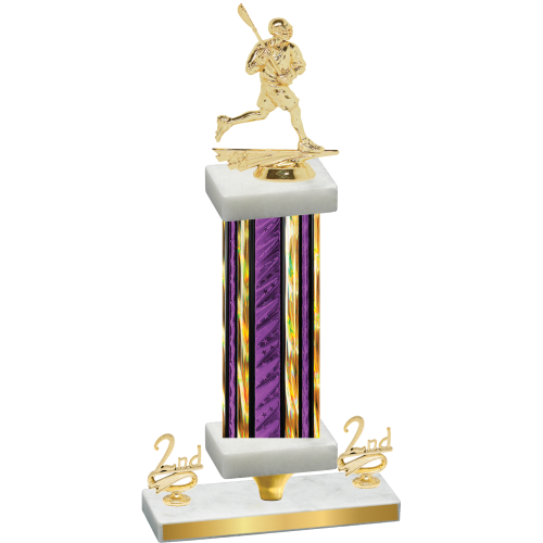 Premium Single Purple Glacier Second Place Lacrosse Trophy