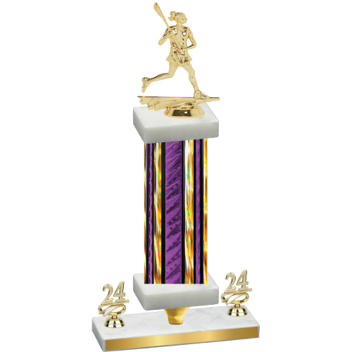 Premium Single Purple Glacier Year Lacrosse Trophy