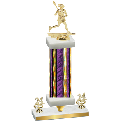 Premium Single Purple Glacier Year Lacrosse Trophy