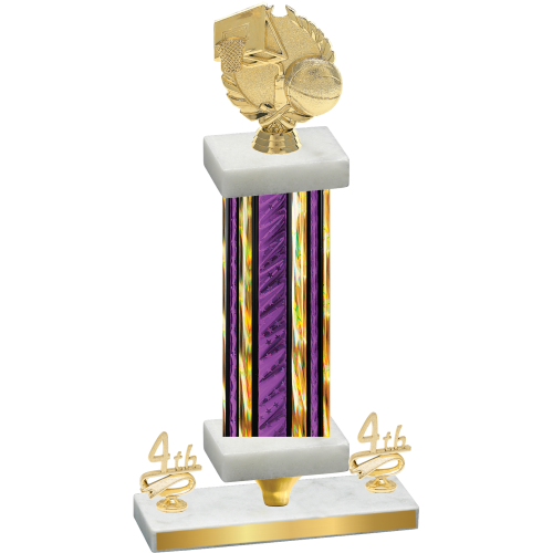 Premium Single Purple Glacier Fourth Place Basketball Trophy