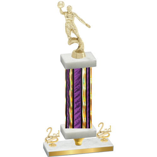 Premium Single Purple Glacier Second Place Basketball Trophy