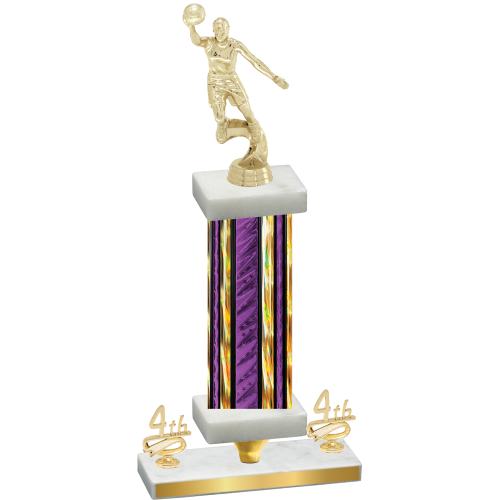 Premium Single Purple Glacier Fourth Place Basketball Trophy