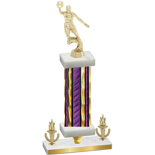 Premium Single Purple Glacier Victory Basketball Trophy