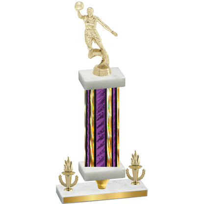 Premium Single Purple Glacier Victory Basketball Trophy