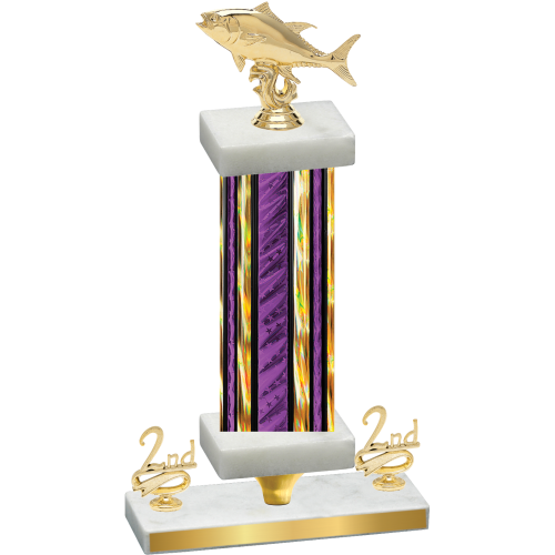 Premium Single Purple Glacier Second Place Fishing Trophy