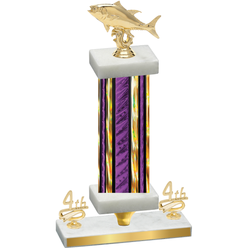 Premium Single Purple Glacier Fourth Place Fishing Trophy