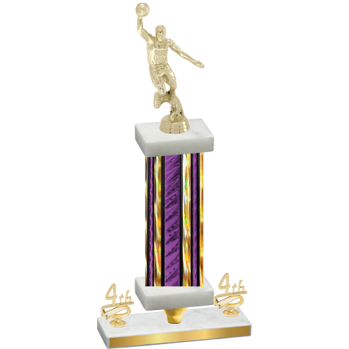Premium Single Purple Glacier Fourth Place Basketball Trophy