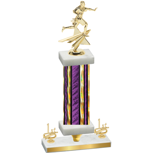 Premium Single Purple Glacier First Place Flag Football Trophy