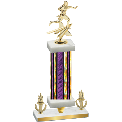 Premium Single Purple Glacier Victory Flag Football Trophy