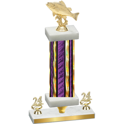 Premium Single Purple Glacier Year Fishing Trophy