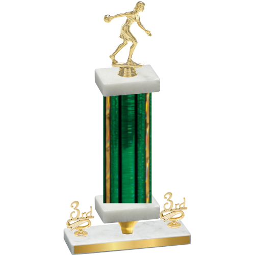 Premium Single Green Glacier Third Place Bowling Trophy