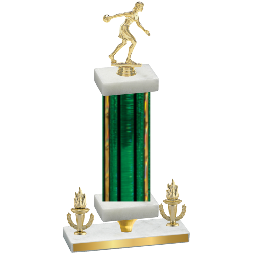 Premium Single Green Glacier Victory Bowling Trophy