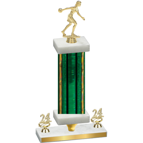 Premium Single Green Glacier Year Bowling Trophy