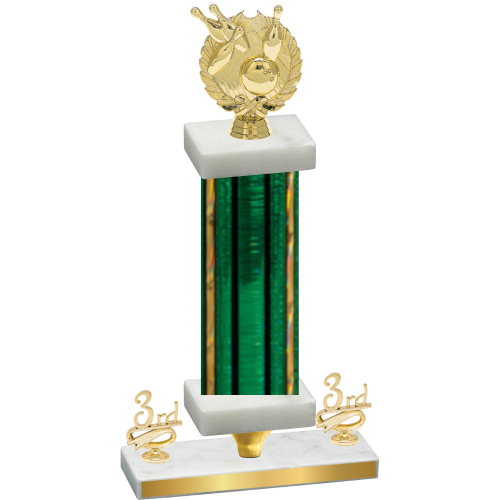 Premium Single Green Glacier Third Place Bowling Trophy