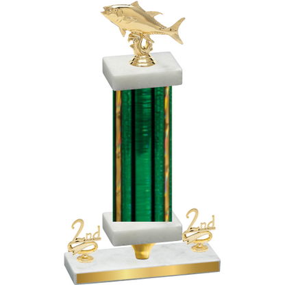 Premium Single Green Glacier Second Place Fishing Trophy