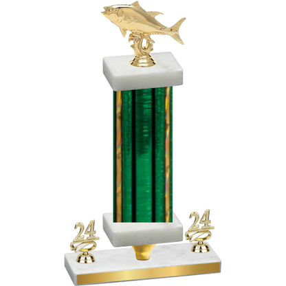 Premium Single Green Glacier Year Fishing Trophy